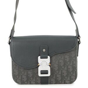 Dior Shoulder Bag Oblique Saddle Flap Messenger Small Anthracite Gray